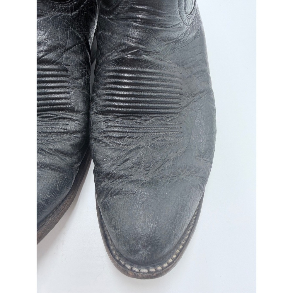 Tony Lama Mens Black Leather Western Cowboy Boots 03081 Size 9.5 D - Picture 4 of 14